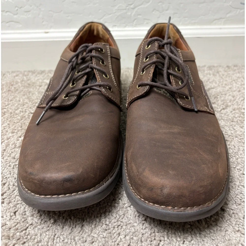 Clarks 1825 Mens Tilden Walk Brown Leather Plain Toe Derby Shoes 12 M 26110823